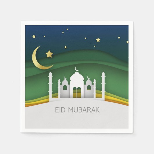 Modern Eid Mubarak Papier schneiden Moschee - Pape Serviette (Vorderseite)