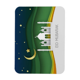 Modern Eid Mubarak Papier Schnitt Moschee - Magnet
