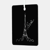 Modern Eiffel Tower Paris Doodle w/ Photo and Text Ornament Aus Metall (Vorderseite links)