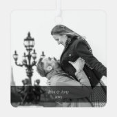 Modern Eiffel Tower Paris Doodle w/ Photo and Text Ornament Aus Metall (Rückseite)