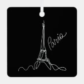 Modern Eiffel Tower Paris Doodle w/ Photo and Text Ornament Aus Metall (Vorderseite)