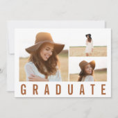 Modern, einfach 3 Foto Abschluss Terrakotta Ankündigung (Vorderseite)