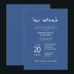 Modern   einfach Bar Mitzvah Einladung<br><div class="desc">Besteht aus spielerischer Schrift- und San-Serif-Typografie; Alles vor einem Hintergrund mit blauem Hintergrund. Dieses wurde von Select Party Supplies entworfen,  exklusiv für Zazzle. Abrufbar unter: http://www.zazzle.com/selectpartysupplies</div>