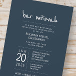 Modern   einfach Bar Mitzvah Einladung<br><div class="desc">Besteht aus spielerischer Schrift- und San-Serif-Typografie; Alles vor einem Hintergrund mit blauem Hintergrund. Dieses wurde von Select Party Supplies entworfen,  exklusiv für Zazzle. Abrufbar unter: http://www.zazzle.com/selectpartysupplies</div>