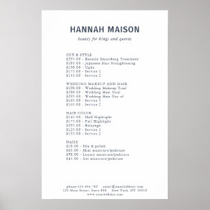 Modern, einfach, Beruflich, Salon, Preisliste Poster