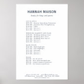 Modern, einfach, Beruflich, Salon, Preisliste Poster (Vorne)