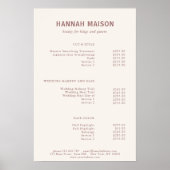 Modern, einfach, Beruflich, Salon, Preisliste Poster (Vorne)