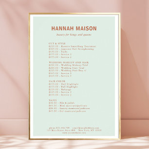 Modern, einfach, Beruflich, Salon, Preisliste Poster