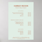 Modern, einfach, Beruflich, Salon, Preisliste Poster (Vorne)