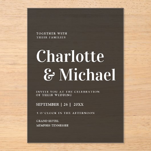 Modern, einfach, elegant, dunkelgrau acryleinladungen (Vorderseite)