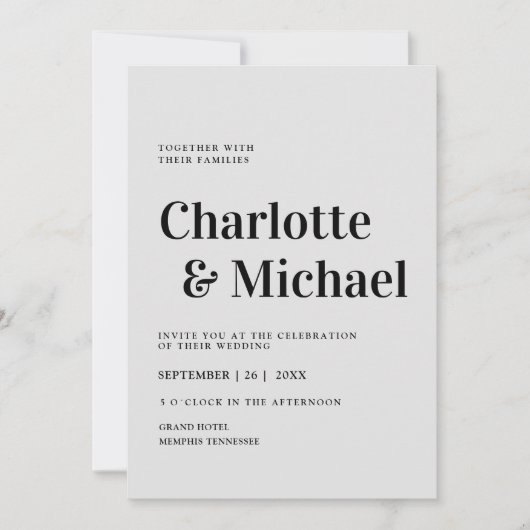 Modern, einfach, elegant Einladung (Vorderseite)