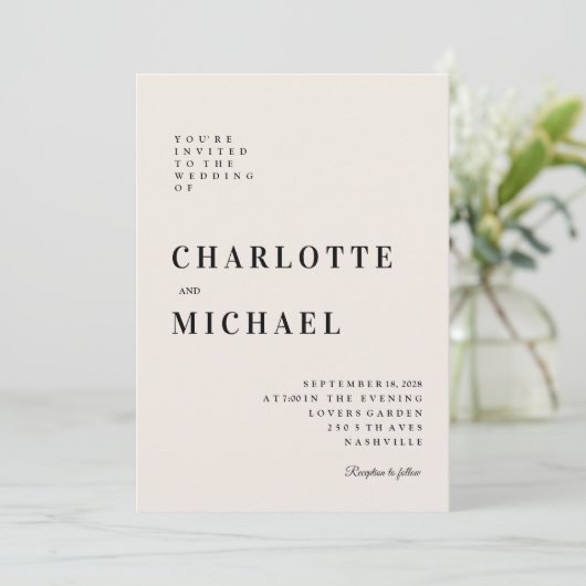 Modern, einfach, elegant Einladung (Stehend Vorderseite)