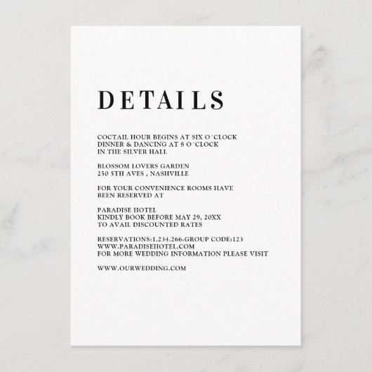 Modern, einfach, frisch - Hochzeit Enclosure Card Begleitkarte (Vorderseite)