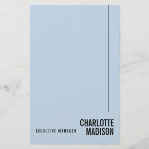 Modern Einfach Hellblau Minimalistisch Eigener Nam Briefpapier