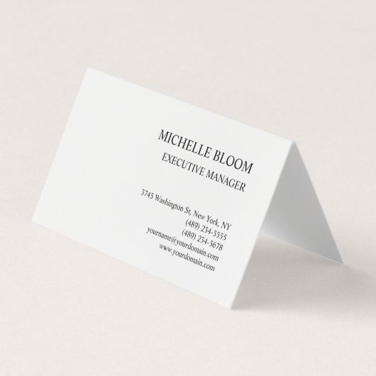 Modern Einfach Minimalistisch Weiß Visitenkarten (Vorderseite)