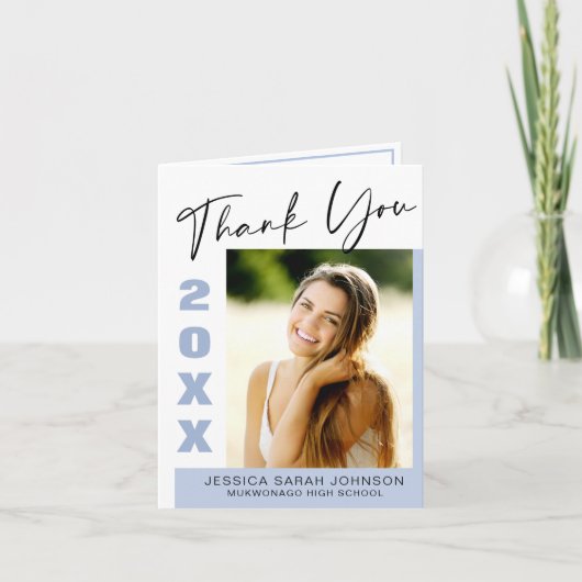 Modern Einfach Minimalistischer Abschluss 2 FOTO D Dankeskarte (Vorderseite)