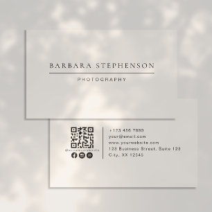Modern, einfach, qr-Code, soziale Medien, Fotograf Visitenkarte