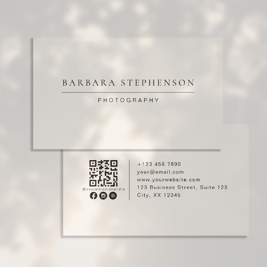 Modern, einfach, qr-Code, soziale Medien, Fotograf Visitenkarte