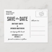 Modern einfach Save the Date Ankündigungspostkarte (Rückseite)