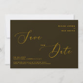 Modern, einfach Save the Date braun & goldgelb Einladung (Vorderseite)