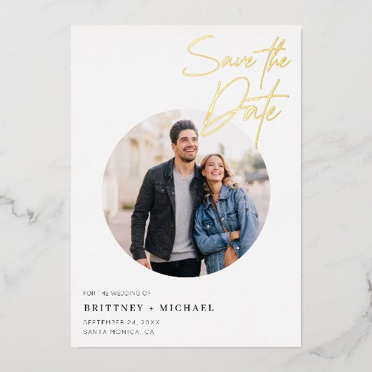 Modern einfach Save the Date Folieneinladung (Vorderseite)