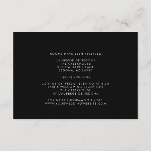 Modern einfach, schwarz und weiß begleitkarte (Rückseite)