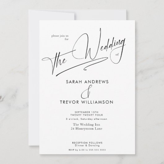 Modern einfach, schwarz und weiß einladung (Vorderseite)