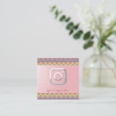 Modern einfach, silber, Zigzag, Instagram Quadratische Visitenkarte (Stehend Vorderseite)