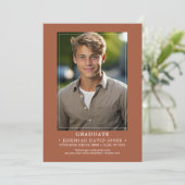 Modern Einfach Terracotta Brown Foto Abschluss Ankündigung (Stehend Vorderseite)