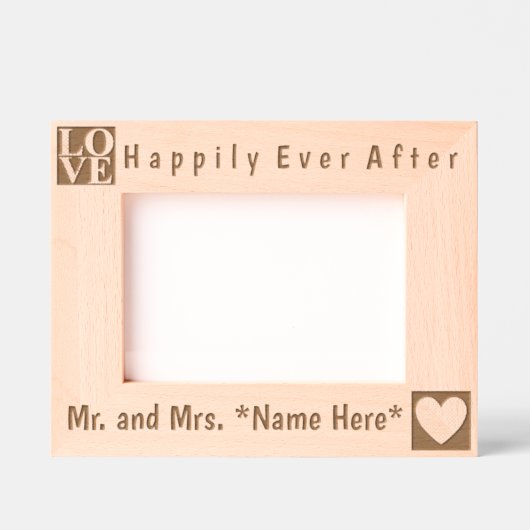 Modern, einfach und mit Namen, Liebe und Herz Geätzte Rahmen (Vorderseite)