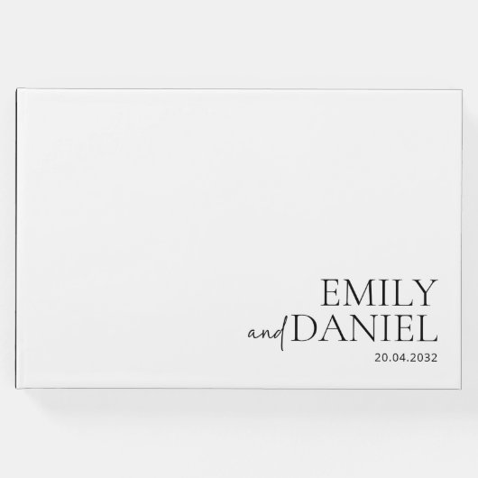 Modern, einfach, weiß und schwarz gästebuch (Vorderseite)