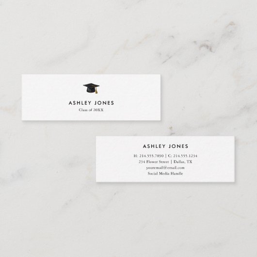 Modern Einfache Abschluss Name Card Mini Visitenkarte (Vorne/Hinten)