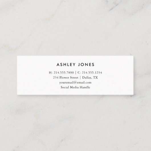 Modern Einfache Abschluss Name Card Mini Visitenkarte (Rückseite)