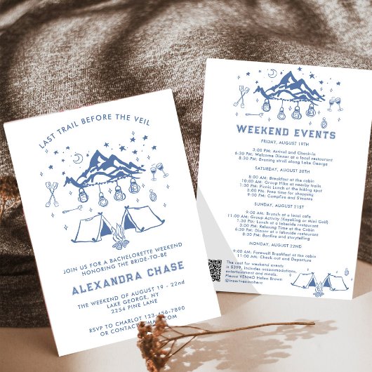 Modern Einfache Cam Bachelorette Itinerary Weekend Einladung