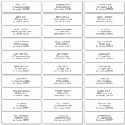 Modern + Einfache Hochzeitgästen-Adresse Aufkleber (Vorderseite)