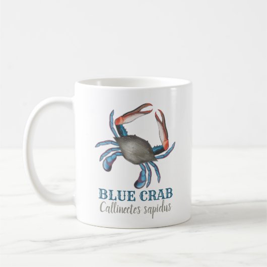 Modern Einfache Nautic Blue Crab Elegante Niedlich Kaffeetasse (Links)