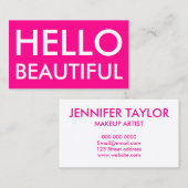 Modern einfache rosa hallo schöne Visitenkarte (Vorne/Hinten)