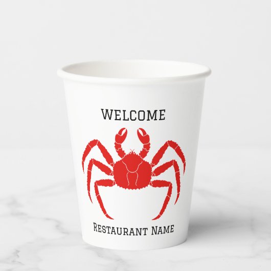 Modern Einfache Rosa Krabbe Meeresfrüchte frisch Pappbecher (Vorderseite)