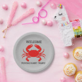Modern Einfache Rosa Krabbe Meeresfrüchte frisch Pappteller (Party)