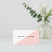 Modern Einfache rosa White Block Business Card Visitenkarte (Stehend Vorderseite)