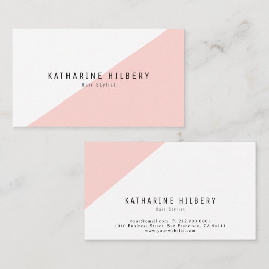 Modern Einfache rosa White Block Business Card Visitenkarte (Vorne/Hinten)