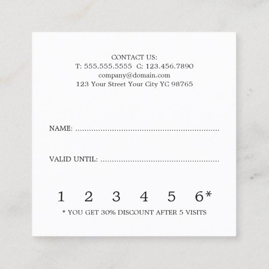 Modern Einfache Rose White Beauty Loyalty Card Treuekarte (Rückseite)