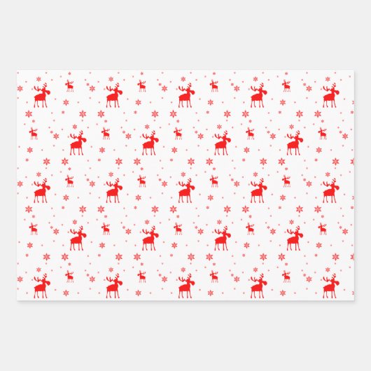 Modern einfache Rote Moose Schneeflocken Geschenkpapier Set (Vorderseite 3)