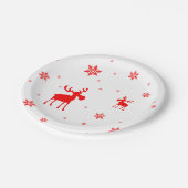 Modern einfache Rote Moose Schneeflocken Pappteller (Schrägansicht)