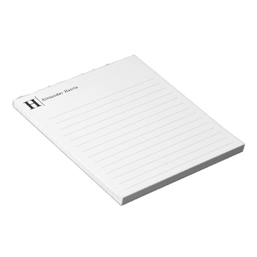 Modern einfache Split Line Business Monogram Black Notizblock (angewinkelt)