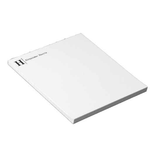 Modern einfache Split Line Business Monogram Black Notizblock (angewinkelt)