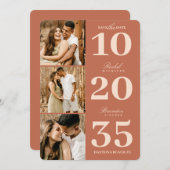 Modern Einfache Terracotta Date Drei Foto Hochzeit Save The Date (Vorne/Hinten)