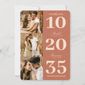 Modern Einfache Terracotta Date Drei Foto Hochzeit Save The Date (Vorderseite)