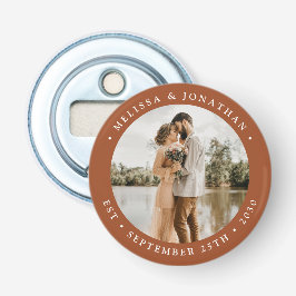 Modern Einfache Terracotta Foto Gastgeschenk Hochz Flaschenöffner