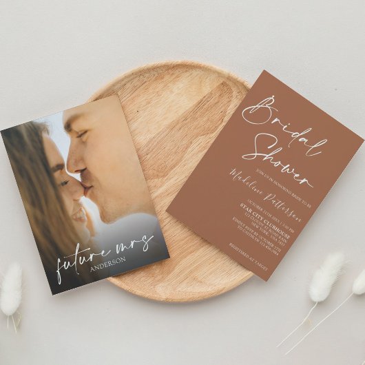 Modern Einfache Terracotta mit Foto Brautparty Einladung